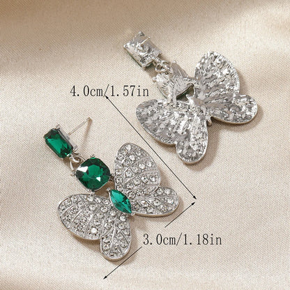 Elegant Wedding Butterfly Alloy Plating Inlay Rhinestones Silver Plated Women'S Jewelry Set