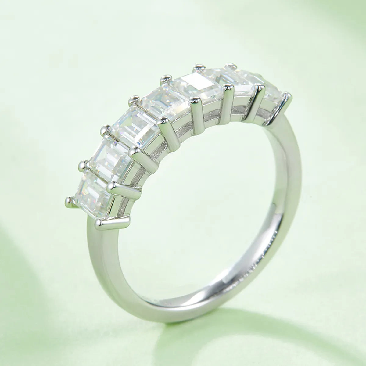 Elegant Wedding Classic Style Geometric Sterling Silver Rhodium Plated Moissanite Rings In Bulk