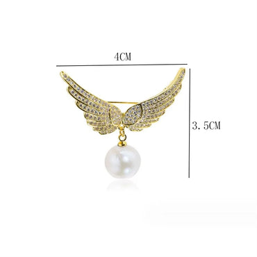 Elegant Wings Alloy Pearl Rhinestones Women'S Brooches