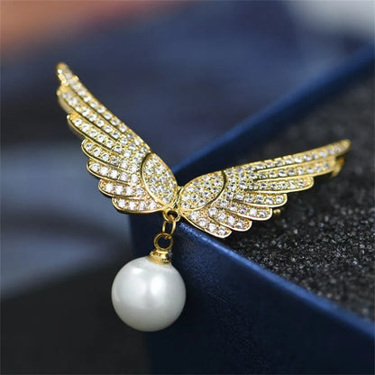 Elegant Wings Alloy Pearl Rhinestones Women'S Brooches