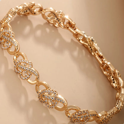 Elegant Xuping Infinity Heart Shape Alloy Copper Plating Inlay Artificial Diamond 18k Gold Plated Women'S Bracelets