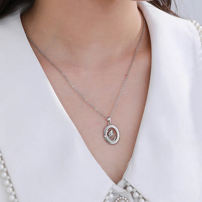 Elegant XUPING Round Copper Alloy Artificial Gemstones White Gold Plated Women's Pendant Necklace