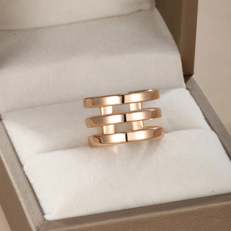 Elegant Xuping Simple Style Geometric Alloy Plating 18k Gold Plated Women'S Open Rings