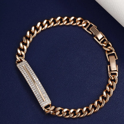 Elegant XUPING Simple Style Round Heart Shape Rectangle Alloy Copper Plating Inlay Artificial Diamond 18K Gold Plated Women'S Bracelets