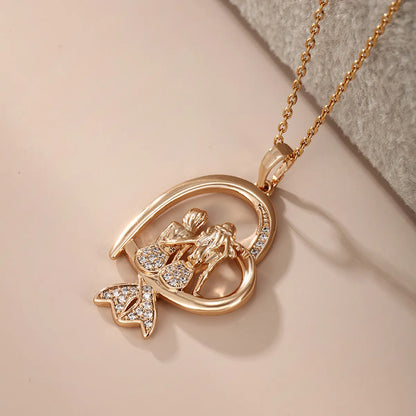 Elegant Xuping Sweet Heart Shape Alloy Copper Alloy Plating Inlay Artificial Gemstones 18k Gold Plated Women'S Pendant Necklace