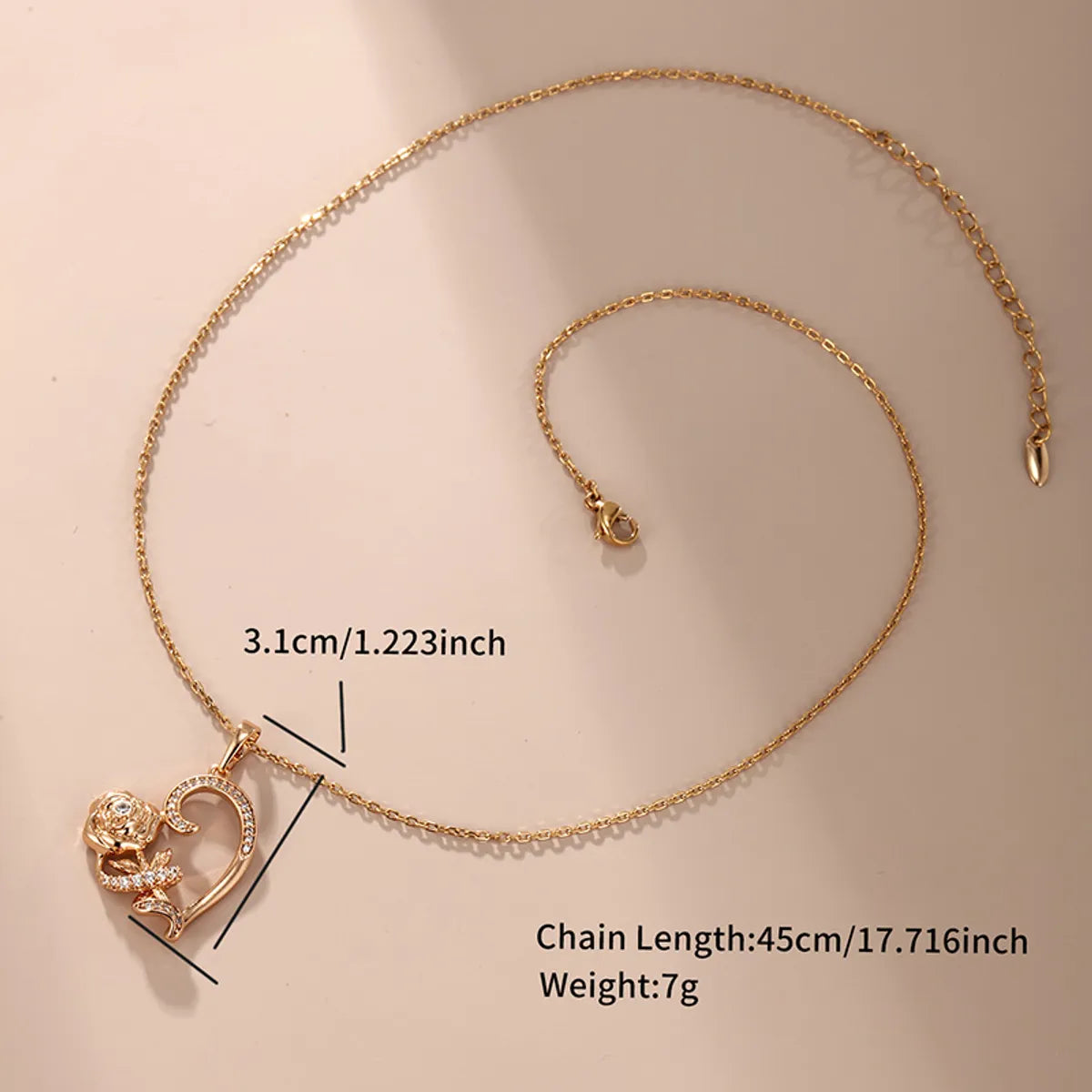 Elegant Xuping Sweet Heart Shape Alloy Copper Alloy Plating Inlay Artificial Gemstones 18k Gold Plated Women'S Pendant Necklace