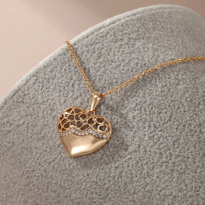 Elegant Xuping Sweet Heart Shape Alloy Copper Alloy Plating Inlay Artificial Gemstones 18k Gold Plated Women'S Pendant Necklace