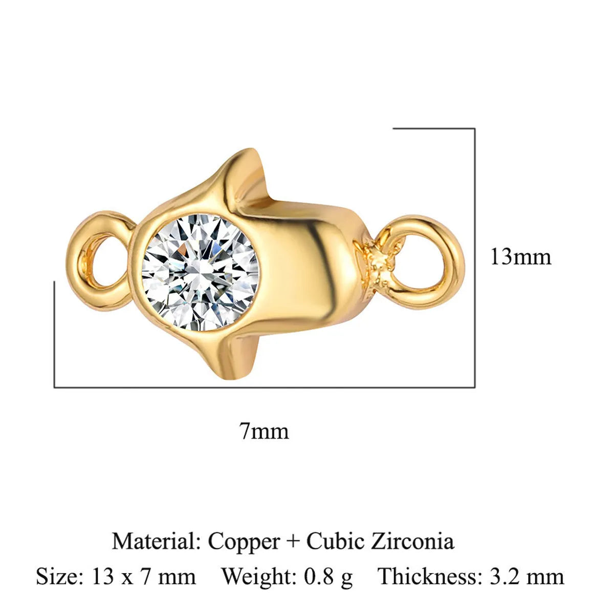 1 Piece Copper Zircon 18K Gold Plated Tortoise Snake