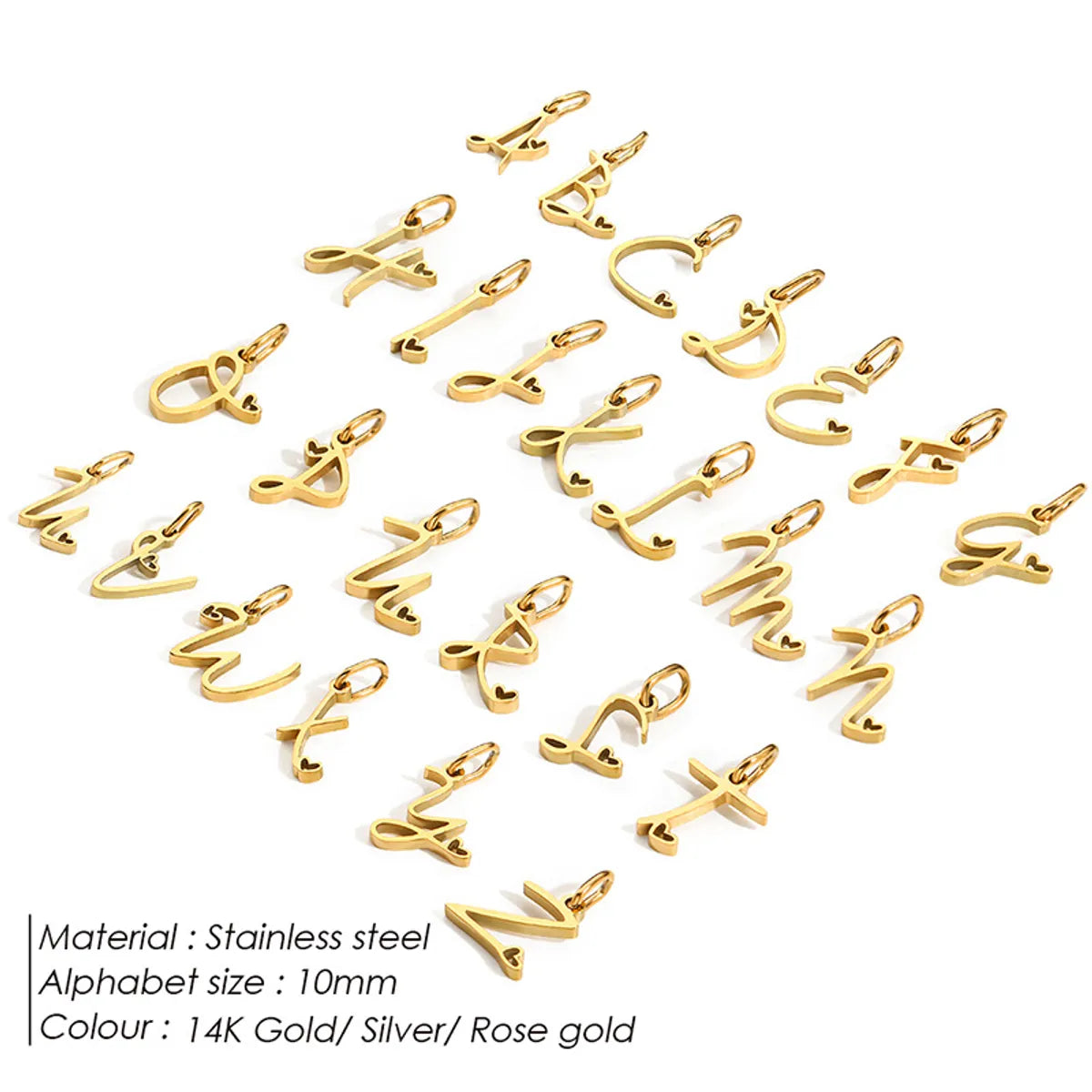 1 Piece Stainless Steel 14K Gold Plated Rose Gold Plated Letter