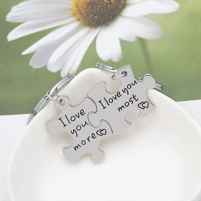 English Letter I Love You Moremost Couple Keychain