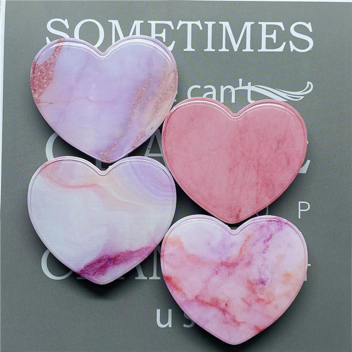 Epoxy Marble Pattern Telescopic Solid Color Heart-Shaped Mobile Phone Bracket