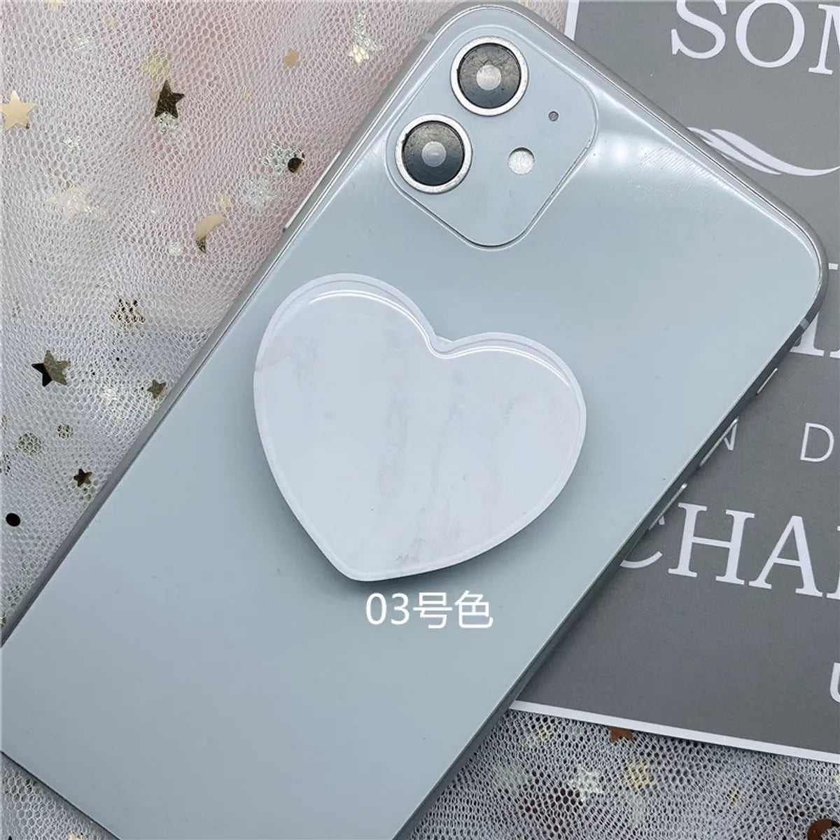 Epoxy Marble Pattern Telescopic Solid Color Heart-Shaped Mobile Phone Bracket