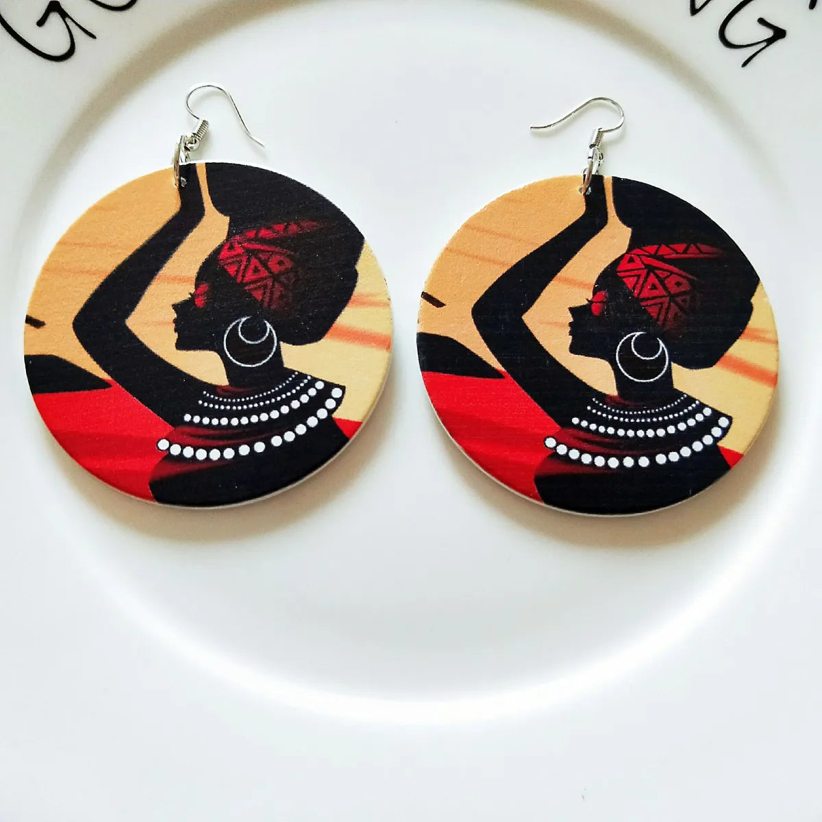 Ethnic Printing Wooden Earrings Wholesale