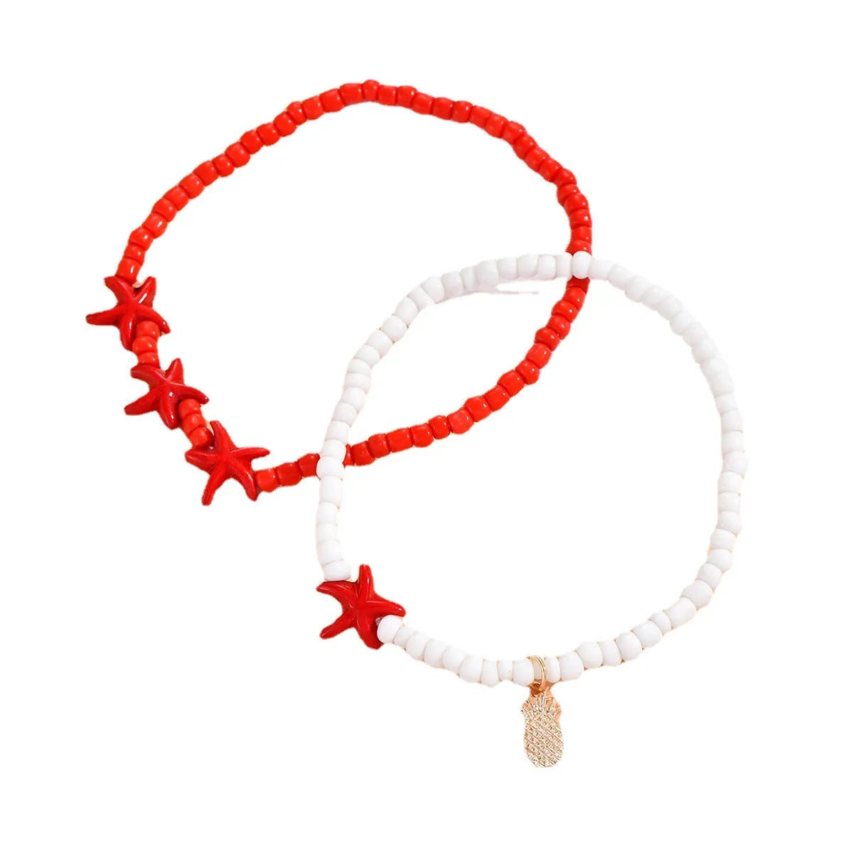 Ethnic Style Beach Starfish Alloy Glass Beaded Women'S Anklet