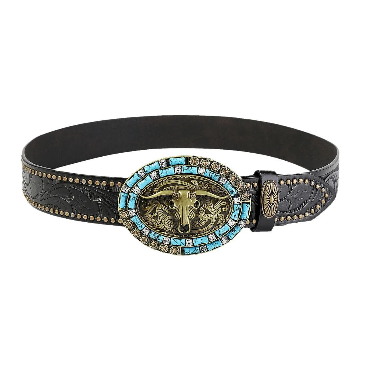 Ethnic Style Bohemian Bull Head Pu Leather Alloy Unisex Leather Belts