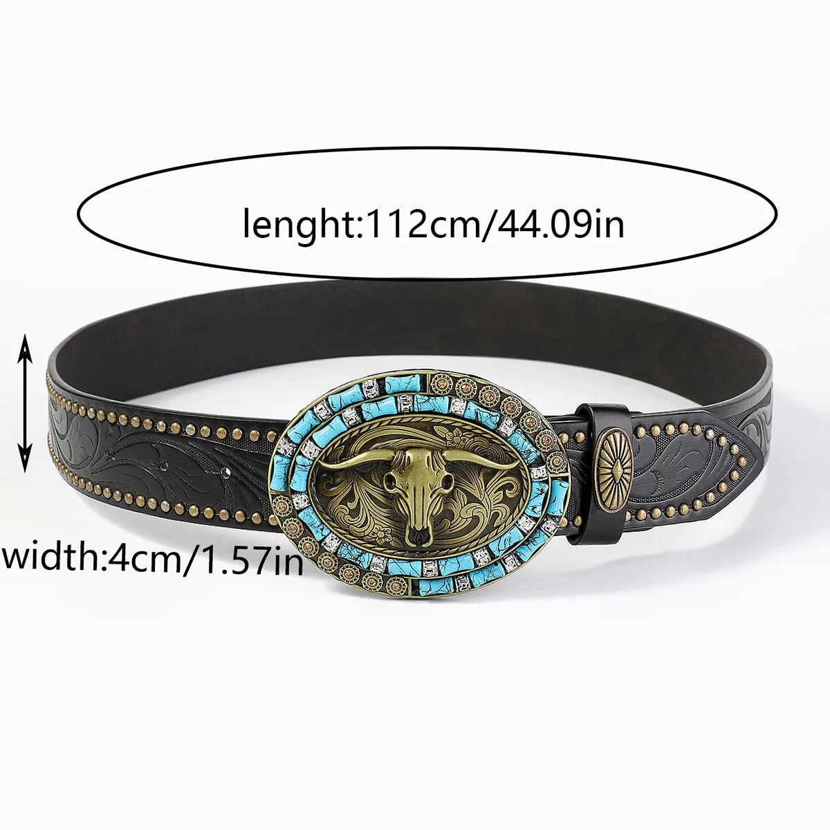 Ethnic Style Bohemian Bull Head Pu Leather Alloy Unisex Leather Belts