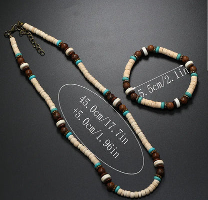 Ethnic Style Bohemian Classic Style Geometric Coconut Shell Beaded Unisex Bracelets Necklace Jewelry Set