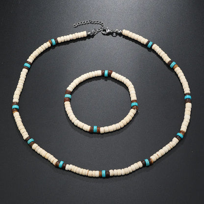 Ethnic Style Bohemian Classic Style Geometric Coconut Shell Beaded Unisex Bracelets Necklace Jewelry Set