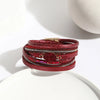 Ethnic Style Bohemian Classic Style Geometric Oval Pu Leather Gravel Inlay Zircon Women'S Bangle