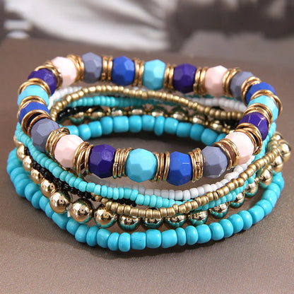 Ethnic Style Bohemian Color Block Seed Bead Beaded Women'S Bracelets