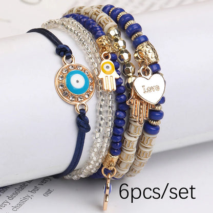 Ethnic Style Bohemian Devil'S Eye Heart Shape Glass Glass Women'S Bracelets