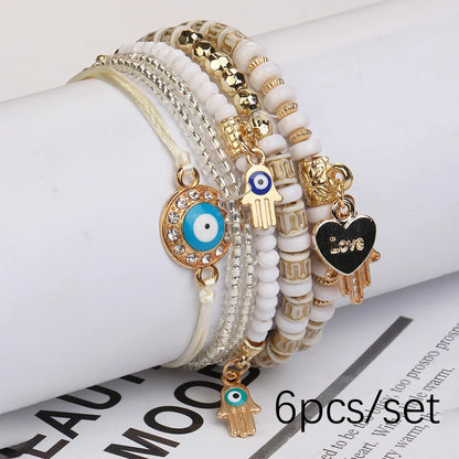 Ethnic Style Bohemian Devil'S Eye Heart Shape Glass Glass Women'S Bracelets