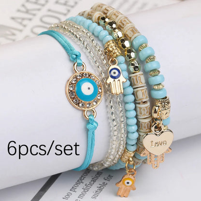 Ethnic Style Bohemian Devil'S Eye Heart Shape Glass Glass Women'S Bracelets