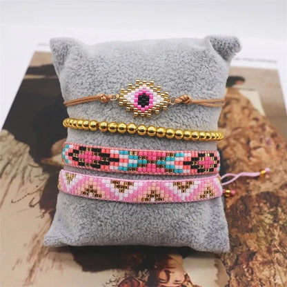 Ethnic Style Bohemian Eye Glass Beaded Handmade Women's Bracelets