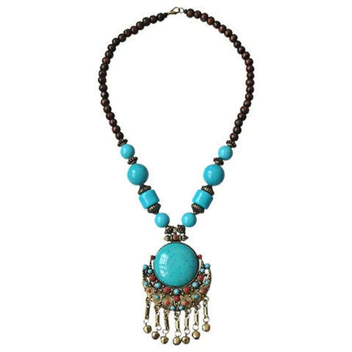 Ethnic Style Bohemian Geometric Alloy Inlay Resin Women'S Pendant Necklace Sweater Chain