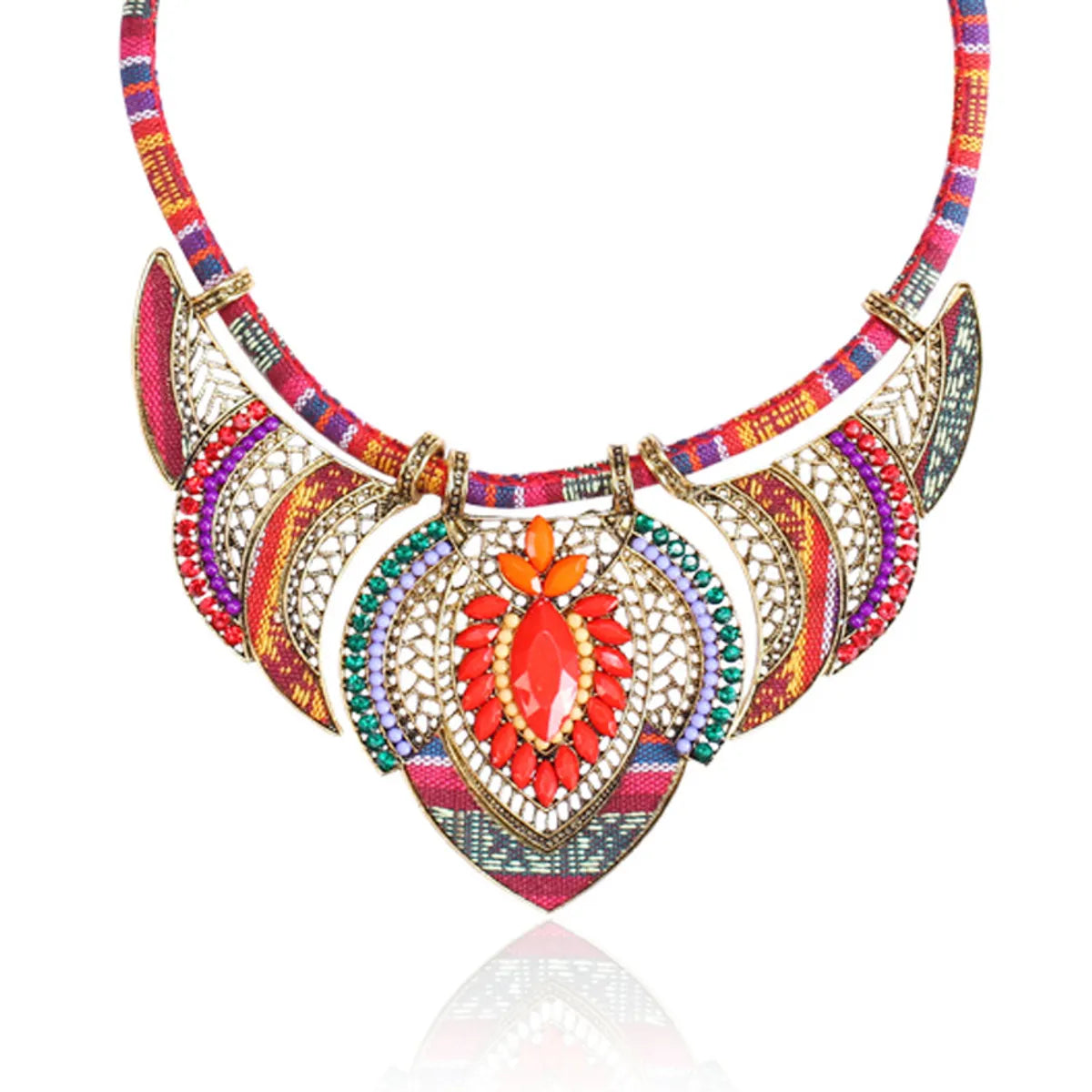 Ethnic Style Bohemian Geometric Alloy Plating Inlay Rhinestones Women's Necklace