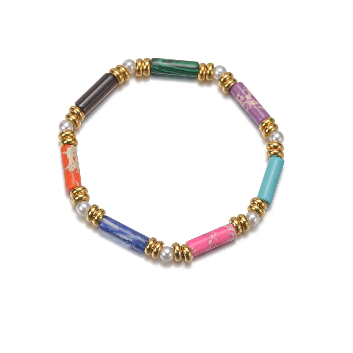 Ethnic Style Bohemian Geometric Stainless Steel Imitation Pearl Natural Stone Bracelets In Bulk