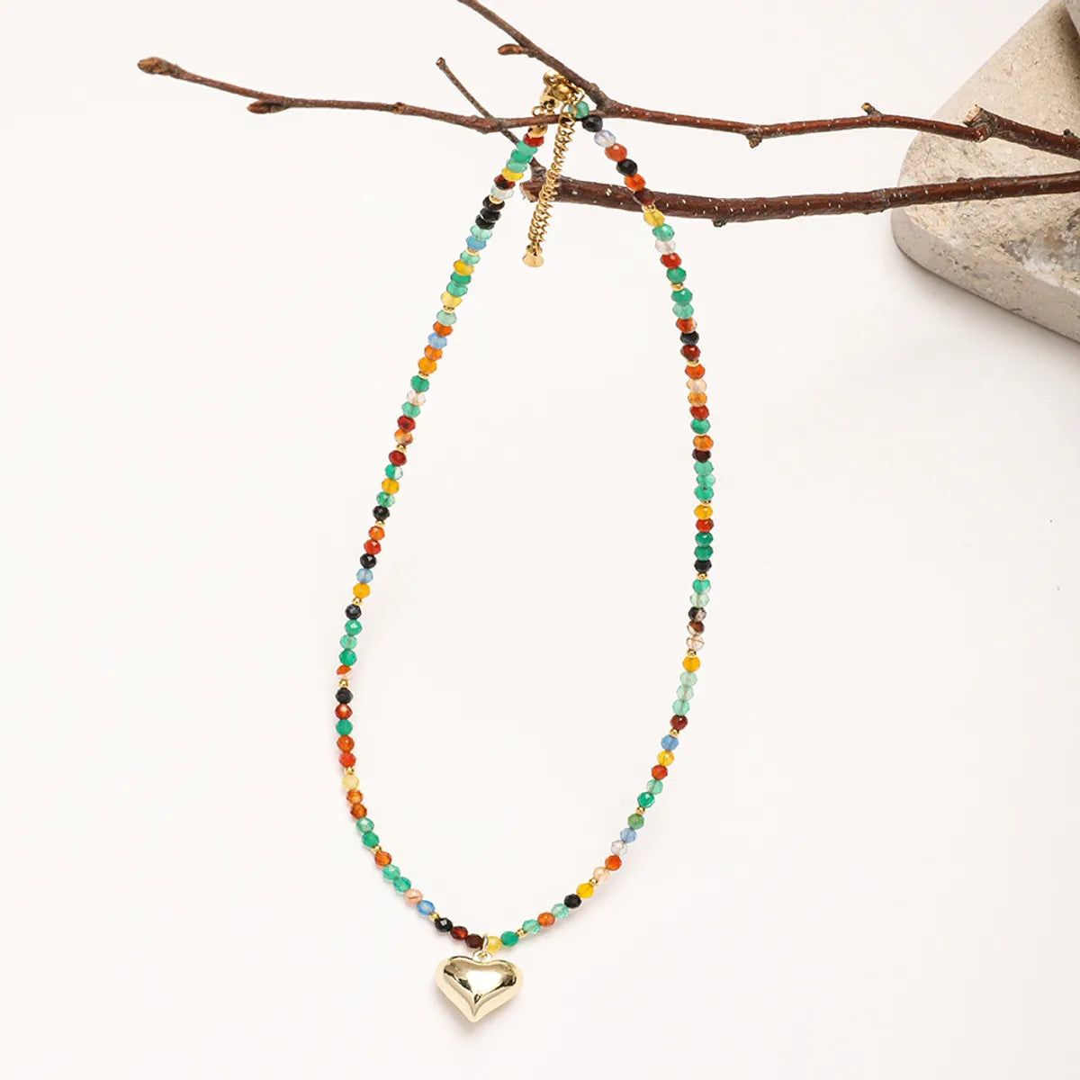 Ethnic Style Bohemian Heart Shape Alloy Agate Necklace In Bulk