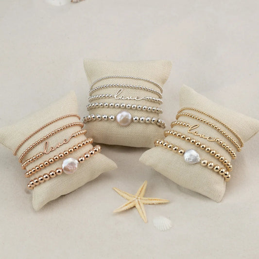 Ethnic Style Bohemian Love Freshwater Pearl Copper Beaded Plating 14k Gold Plated Rose Gold Plated Silver Plated Bracelets