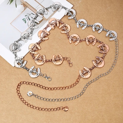 Ethnic Style Bohemian Modern Style U Shape Cattle Zinc Alloy Rose Gold Plated Silver Plated Women'S Waist Chain