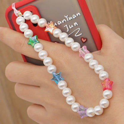 Ethnic Style Bohemian Smile Fruit Arylic Imitation Pearl Soft Clay Beaded Bag Pendant Mobile Phone Chain Keychain