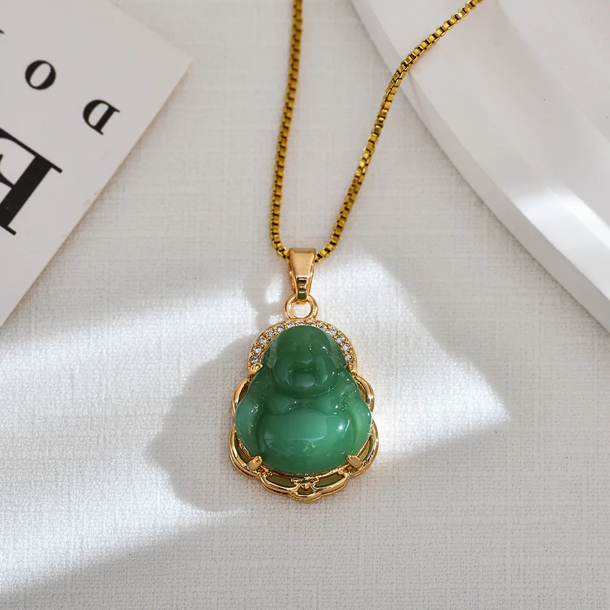 Ethnic Style Buddha Copper Opal Zircon Necklace In Bulk