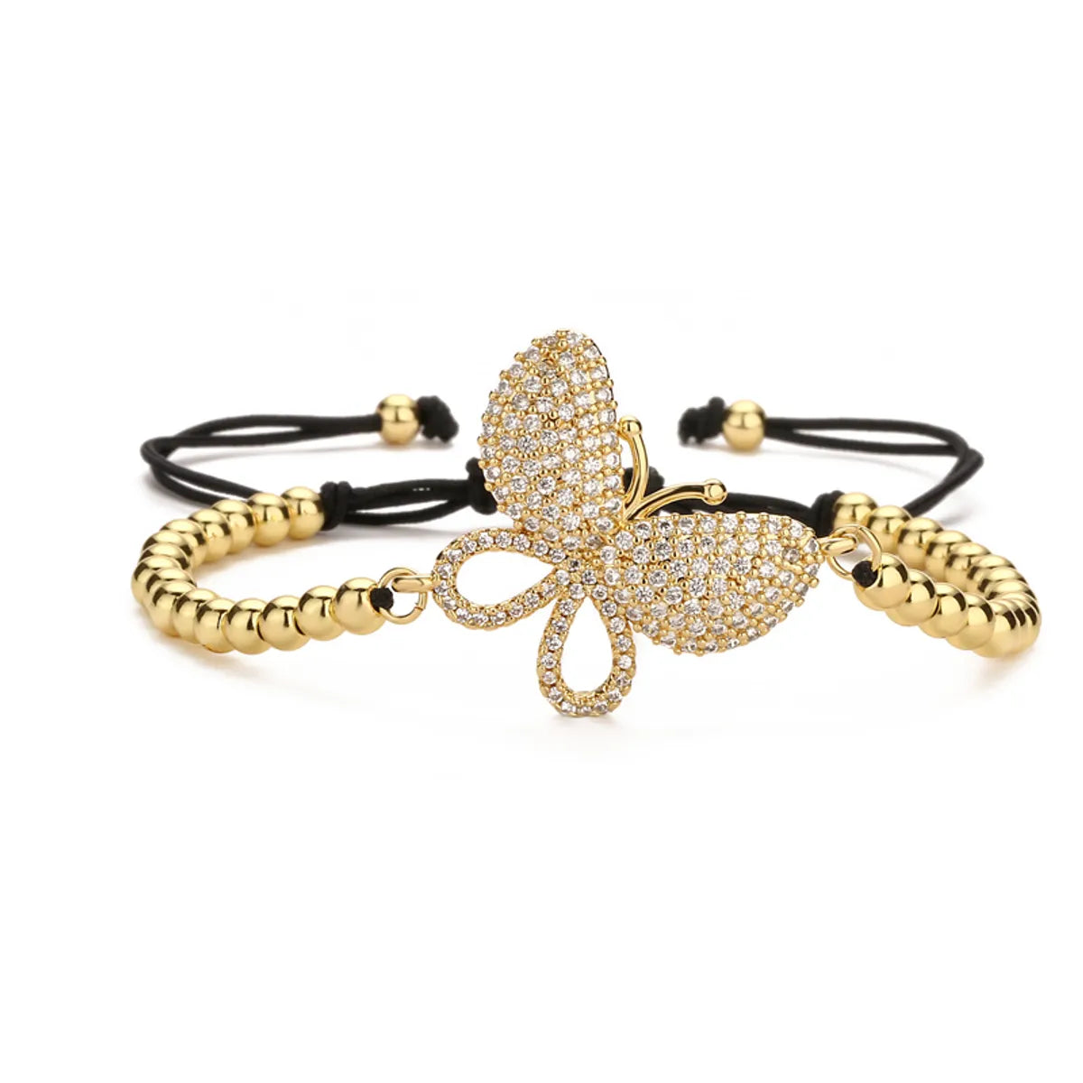 Ethnic Style Butterfly Rope Copper Zircon Bracelets In Bulk