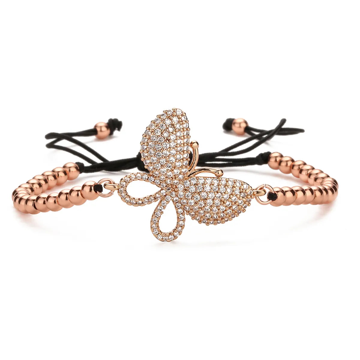 Ethnic Style Butterfly Rope Copper Zircon Bracelets In Bulk