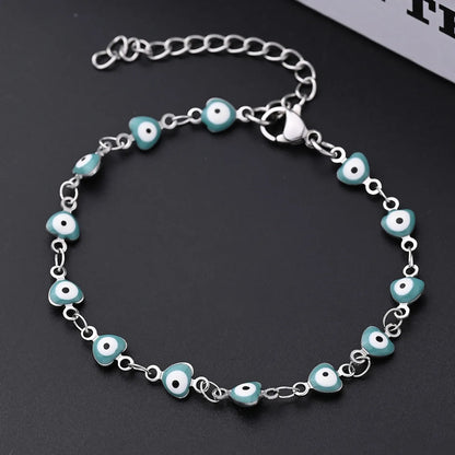 Ethnic Style Classic Style Artistic Devil'S Eye Heart Shape Simple 304 Stainless Steel Bracelets In Bulk