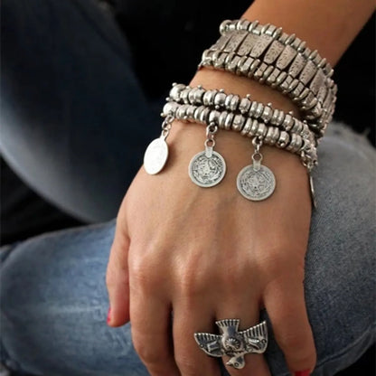 Ethnic Style Coins Alloy Charm Plating Women's Bracelets