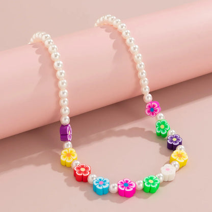 Ethnic Style Collision Color Soft  Flower Clavicle Chain Wholesale Nihaojewelry