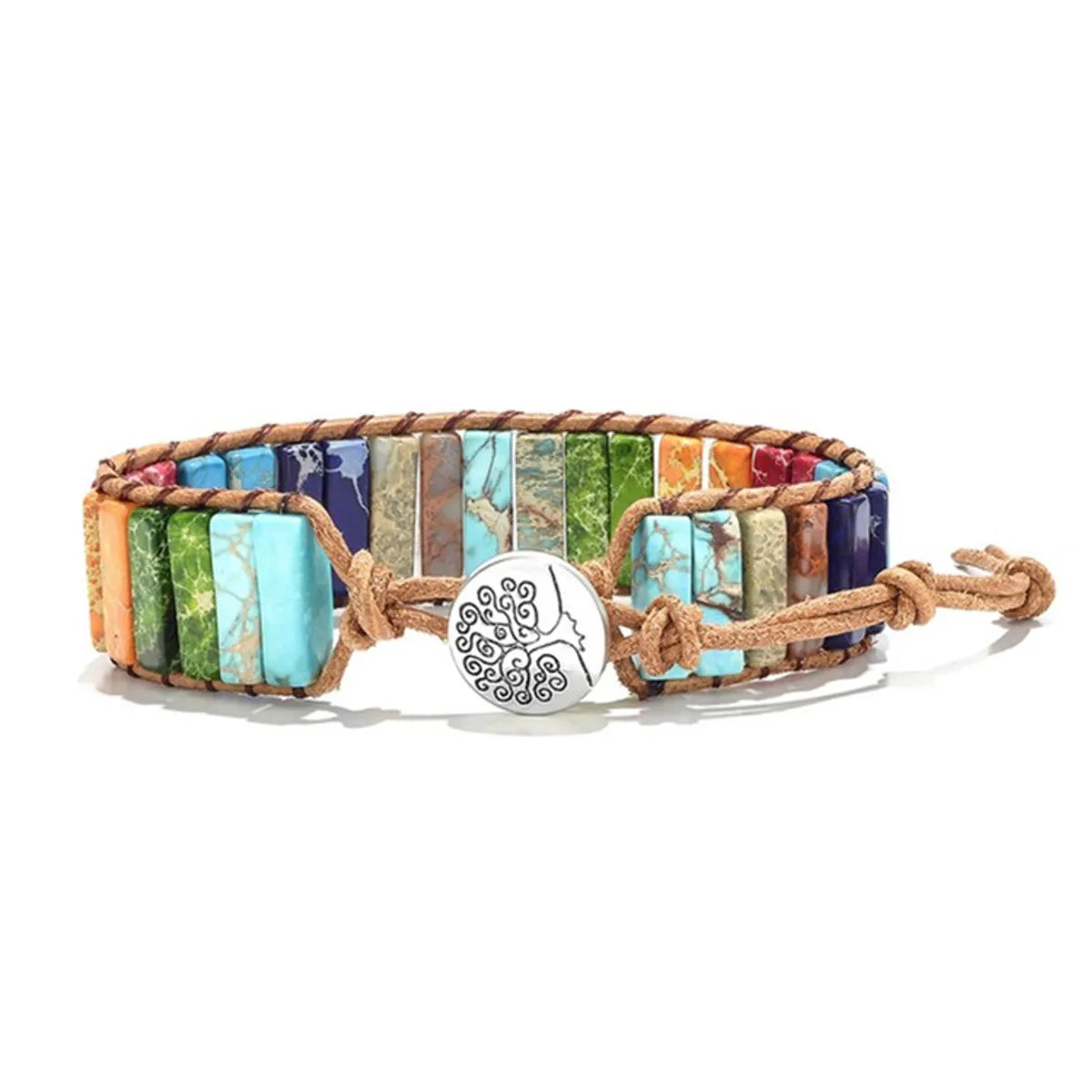 Ethnic Style Color Block Tree Natural Stone Agate Bracelets