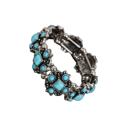 Ethnic Style Color Block Turquoise Alloy Wholesale Bangle