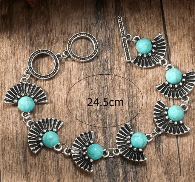 Ethnic Style Color Block Turquoise Alloy Wholesale Bracelets