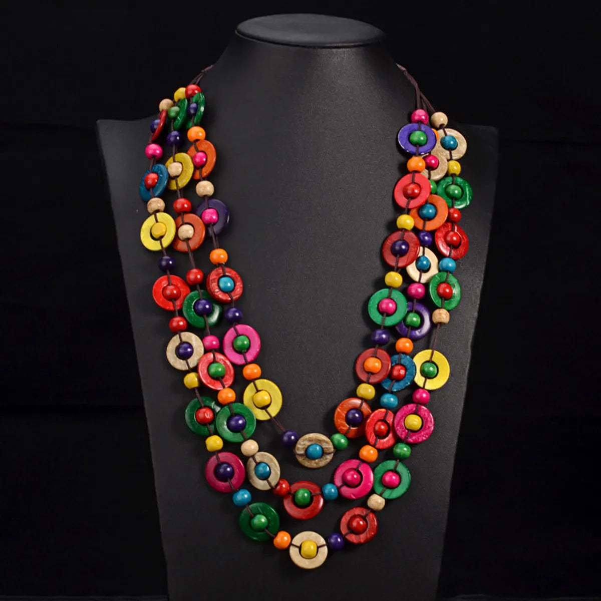 Ethnic Style Color Block Wood Patchwork Women's Necklace