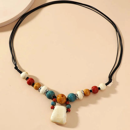 Ethnic Style Colorful Ceramics Stoving Varnish Women's Necklace 1 Piece