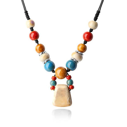 Ethnic Style Colorful Ceramics Stoving Varnish Women's Necklace 1 Piece