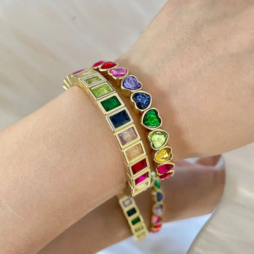 Ethnic Style Colorful Square Heart Shape Alloy Enamel Wholesale Bracelets