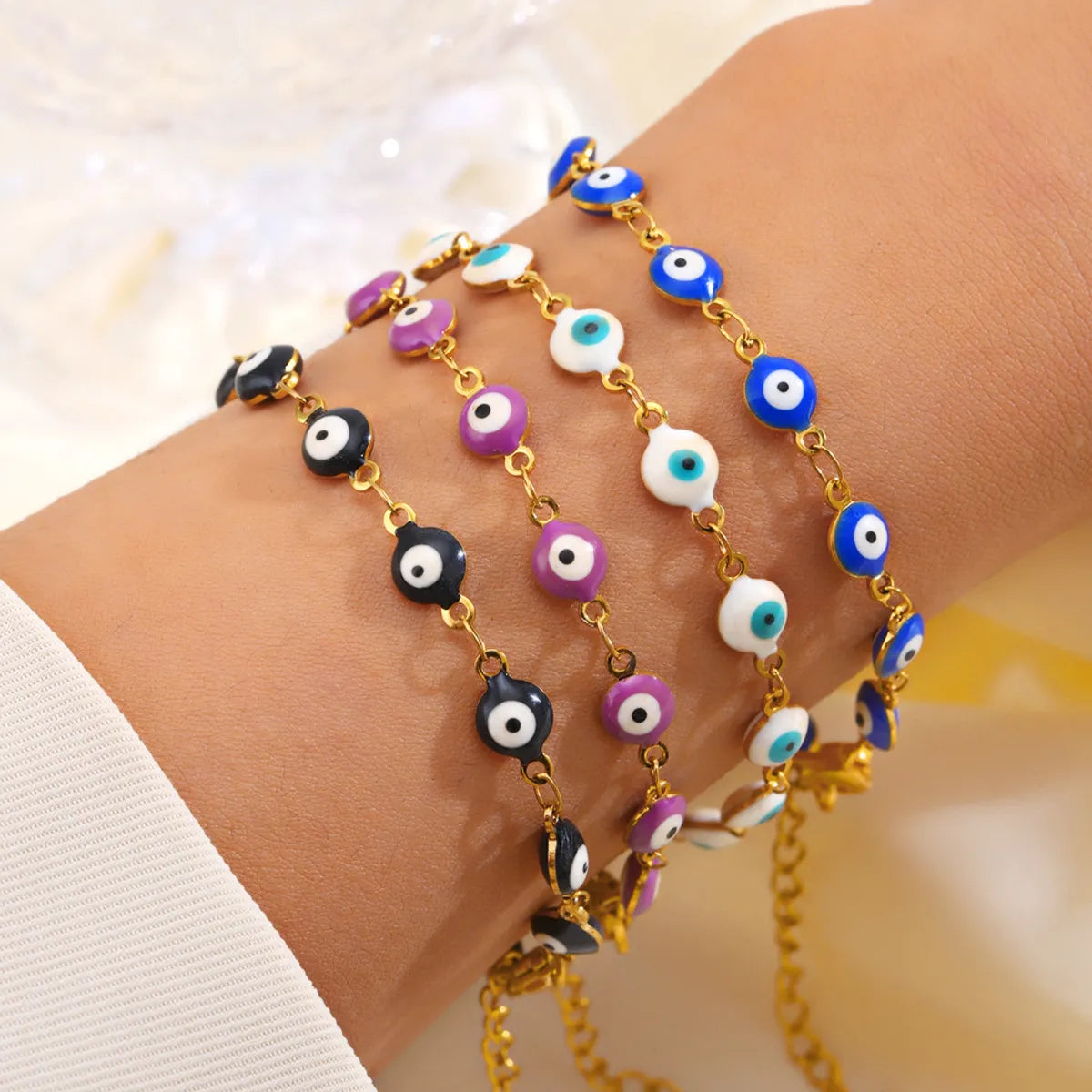 Ethnic Style Cool Style Devil'S Eye 304 Stainless Steel 18K Gold Plated Resin Bracelets In Bulk