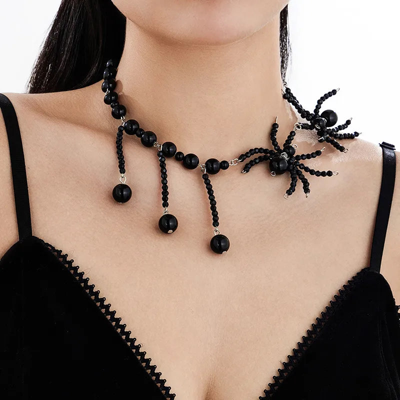 Ethnic Style Cool Style IG Style Spider Alloy Beaded Artificial Crystal Halloween Women'S Jewelry Set